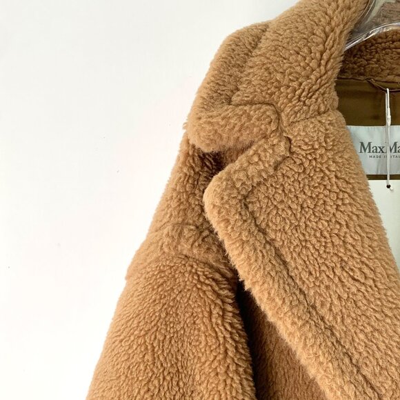 Max Mara Brown teddy camel hair long-sleeve coat - Picture 3 of 6